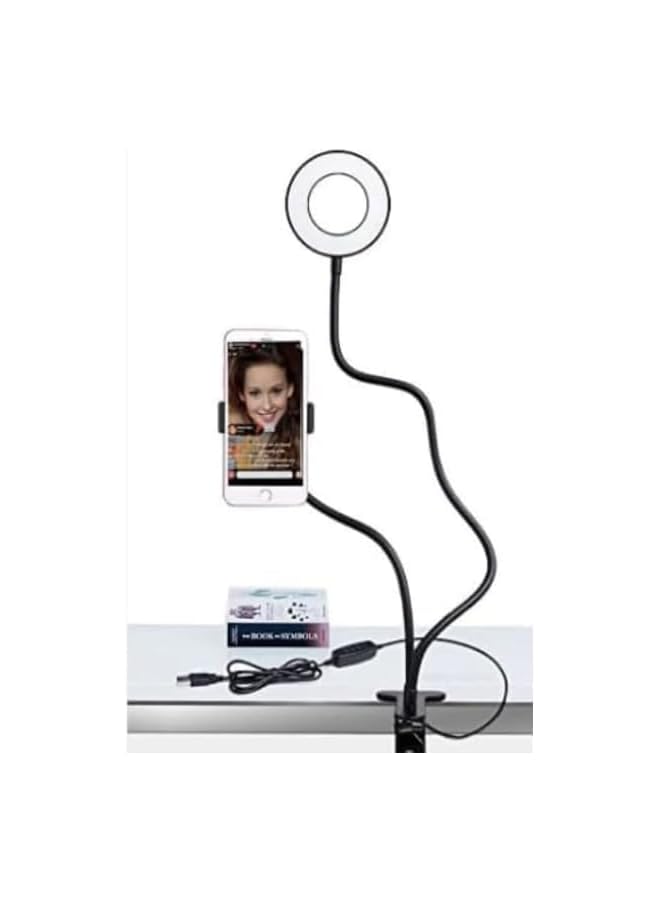 S-TOP phone Holder metal desktop stand with selfie ring with light - Image 2