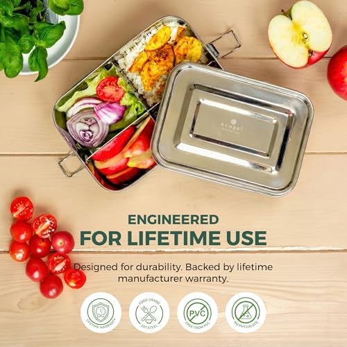 ecozoi Stainless Steel Eco Lunch Box 1500 ml, 4 Compartment, Leak Proof Bento Box, BPA-Free, Plastic-Free, Sustainable & Dishwasher Safe Tiffin for Adults & Kids - Image 4
