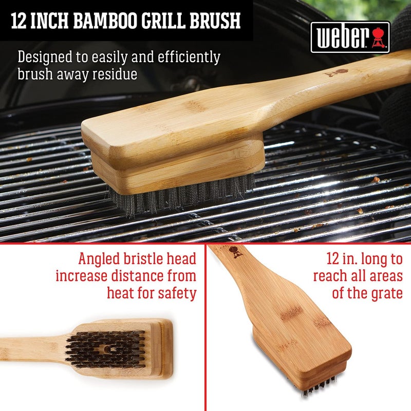 Weber Bamboo Grill Brush Black/silver 30 cm| Premium Grilling accessory - Image 4