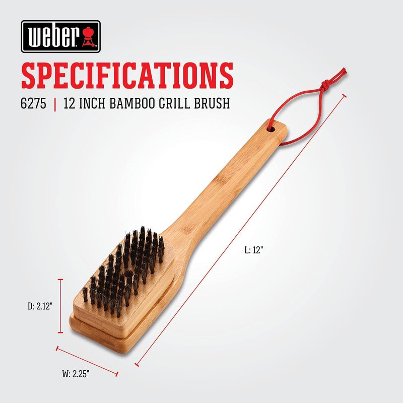 Weber Bamboo Grill Brush Black/silver 30 cm| Premium Grilling accessory - Image 5