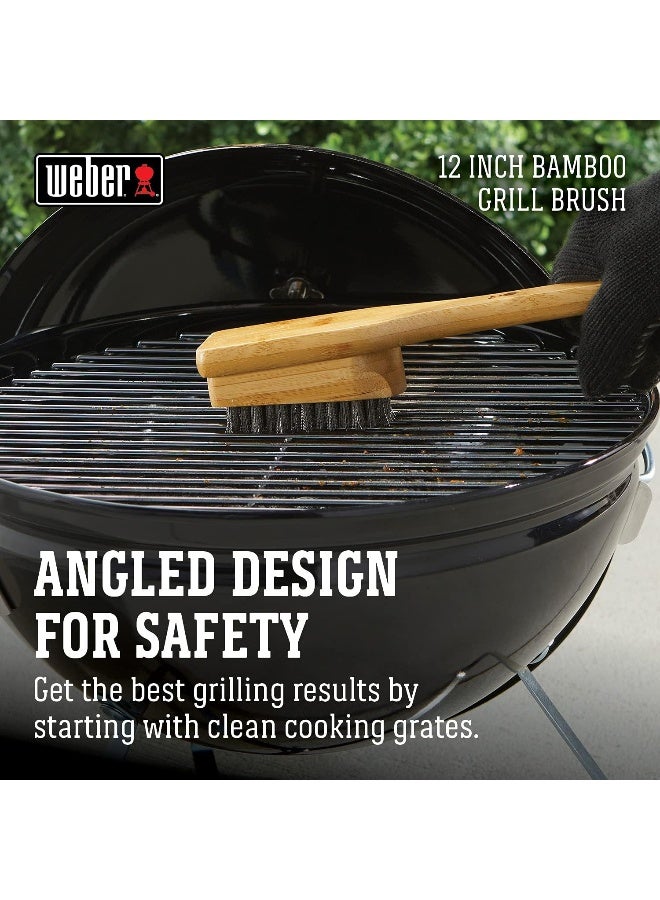 Weber Bamboo Grill Brush Black/silver 30 cm| Premium Grilling accessory - Image 2