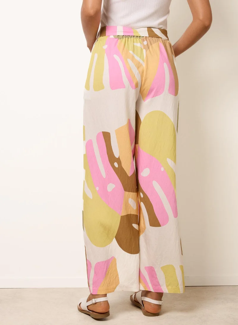 بلو فانيلا Paper Bag Wide Leg Trousers