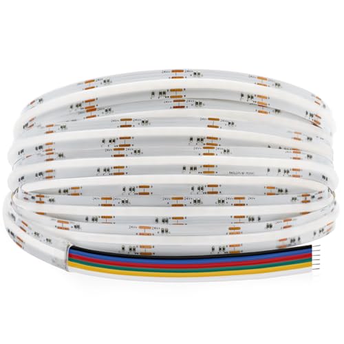 SuperlightingLED 24VDC Color Changing RGBCCT Dotless COB LED Strip Lights, High Density RGBCW 4200 LEDs Warm White to Daylight RGBWW Dimmable LED Light Strips(Non-Waterproof IP20), FCOB-24V-RGBCCT - Image 1