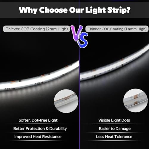 SuperlightingLED 24VDC Color Changing RGBCCT Dotless COB LED Strip Lights, High Density RGBCW 4200 LEDs Warm White to Daylight RGBWW Dimmable LED Light Strips(Non-Waterproof IP20), FCOB-24V-RGBCCT - Image 4