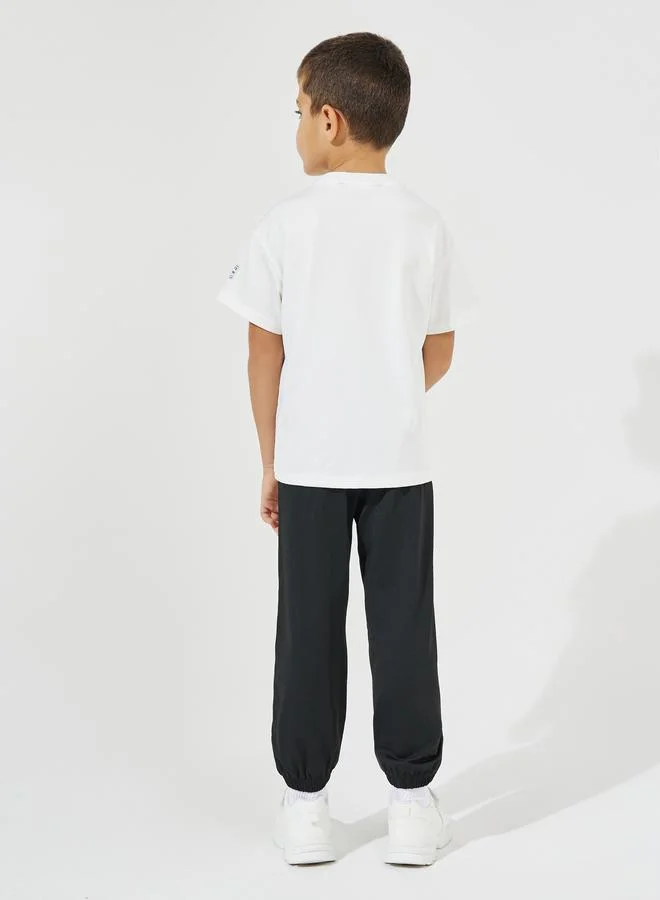 Styli Oversized Printed T-Shirt & Pintuck Detail Joggers Set
