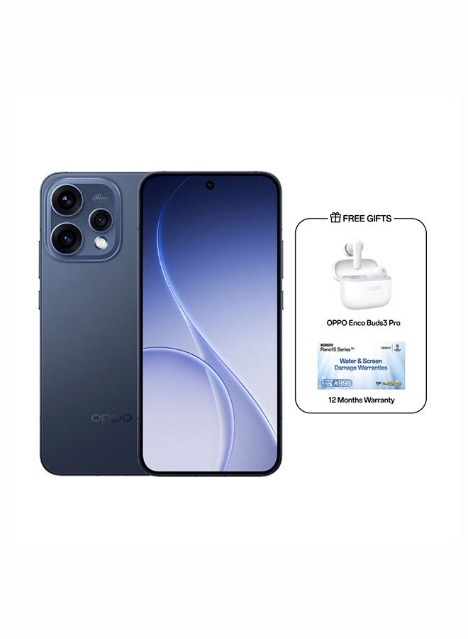 OPPO Reno 15F 5G Dual SIM Twilight Blue 12GB RAM 256GB with Gift OPPO Enco Buds 3 pro - Middle East Version - Image 1