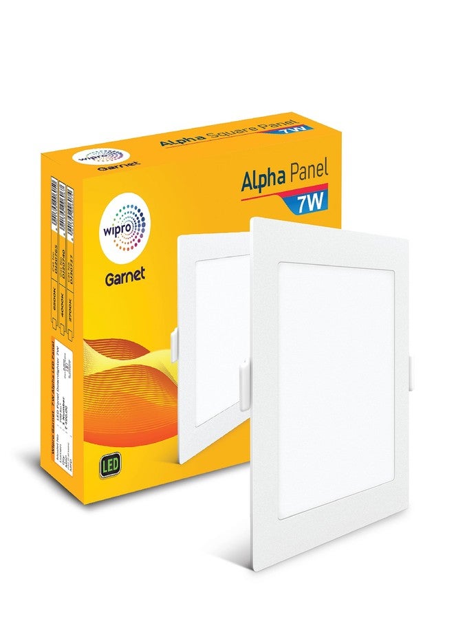 wipro Polycarbonate Garnet 7W Square LED Alpha Panel | Neutral White Light (4000K) | Recessed Down Light for False Ceiling | Cutout - 82X82Mm | Pack of 1 - Image 1