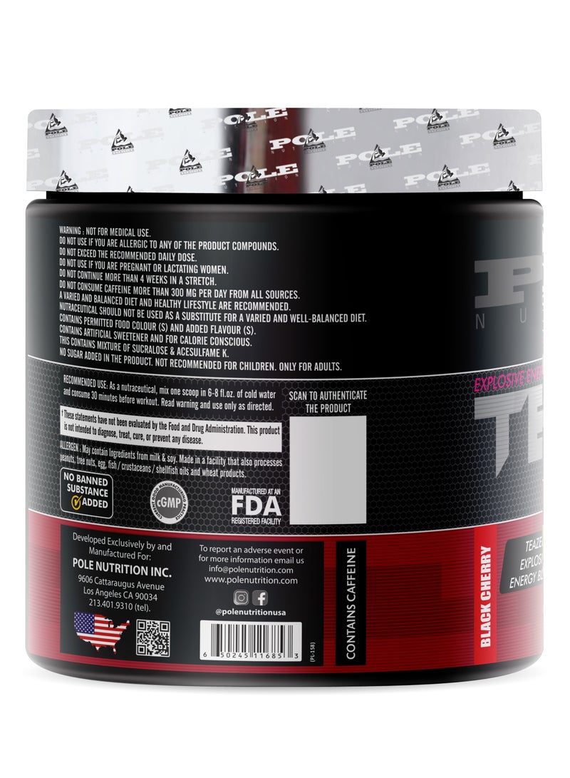 Pole Nutrition Teazer Explosive Pre-Workout Black Cherry Food Supplement (30 Servings) - Image 3