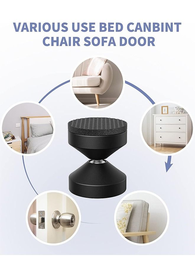 قطعتان من مثبتات لوح الرأس، مثبتات حائط السرير القابلة للتعديل والمضادة للاهتزاز، أداة تثبيت إطار السرير الملولبة للغرفة والجدران والأسرة والخزائن والأريكة (أسود) - Image 3