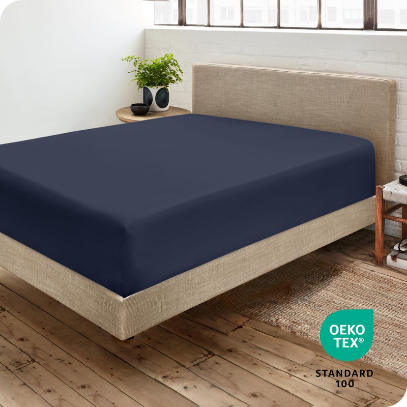 Bare Home Bare Home Fitted Bottom Sheet Twin Size - Premium 1800 Microfiber - Ultra-Soft Hotel Luxury - Deep Pocket - Durable and Long Lasting (Twin  Midnight Blue)  - Image 4