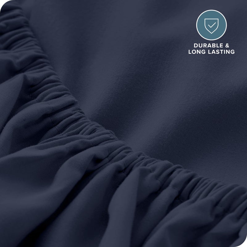 Bare Home Bare Home Fitted Bottom Sheet Twin Size - Premium 1800 Microfiber - Ultra-Soft Hotel Luxury - Deep Pocket - Durable and Long Lasting (Twin  Midnight Blue)  - Image 5