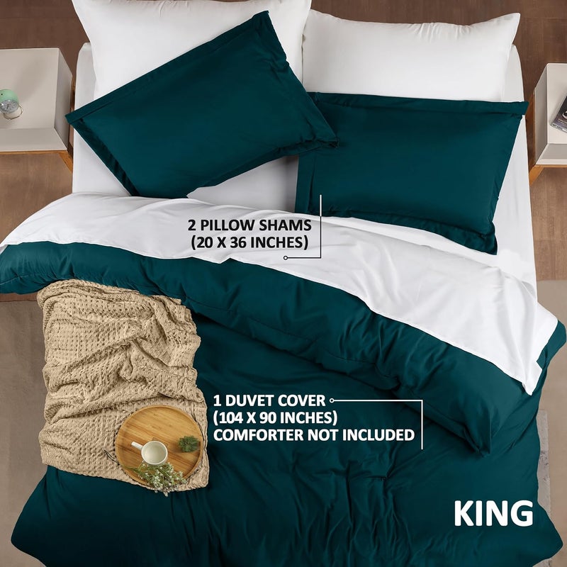 Utopia Bedding Duvet Cover Queen Size Set - 1 Duvet Cover with 2 Pillow Shams - 3 Pieces Comforter Cover with Zipper Closure - Ultra Soft Brushed Microfiber, 104 X 90 Inches (King, Teal) - Image 2