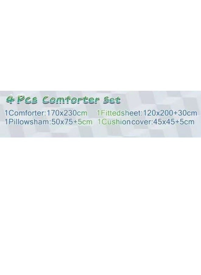 Children's Bedding And Quilt Set With Medium Filling, Consisting Of 4 Pieces, Reversible Elastic Sheet, Size 170x230 Cm, For Boys And Girls