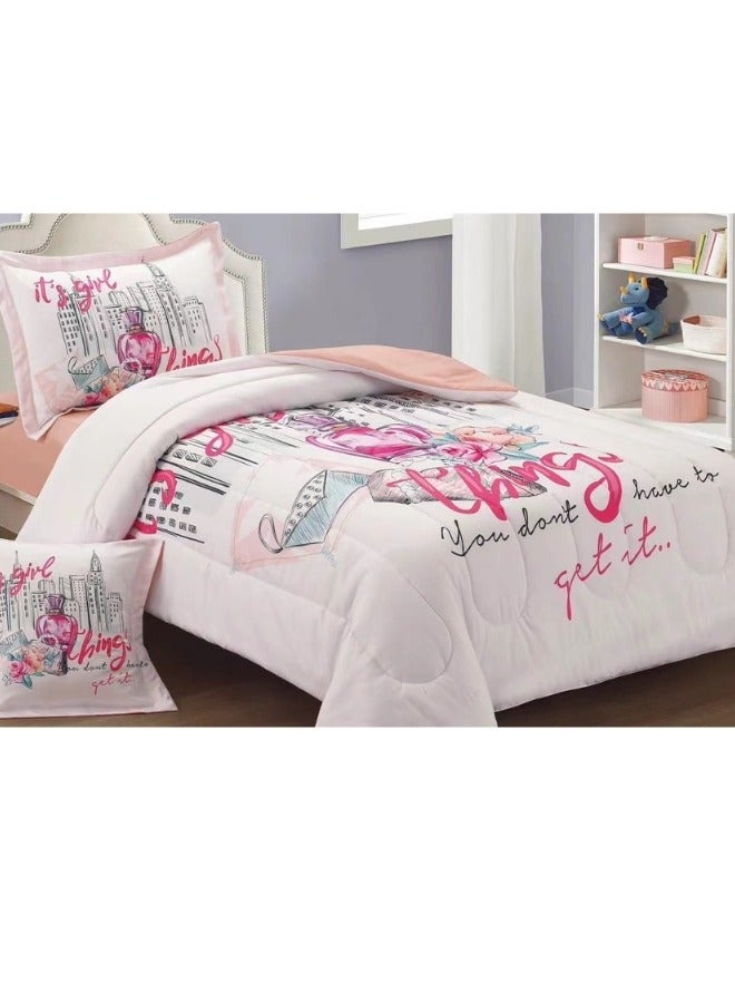 Children's Bedding And Quilt Set With Medium Filling, Consisting Of 4 Pieces, Reversible Elastic Sheet, Size 170x230 Cm, For Boys And Girls