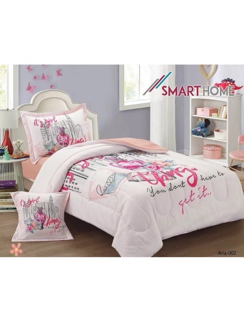 Children's Bedding And Quilt Set With Medium Filling, Consisting Of 4 Pieces, Reversible Elastic Sheet, Size 170x230 Cm, For Boys And Girls