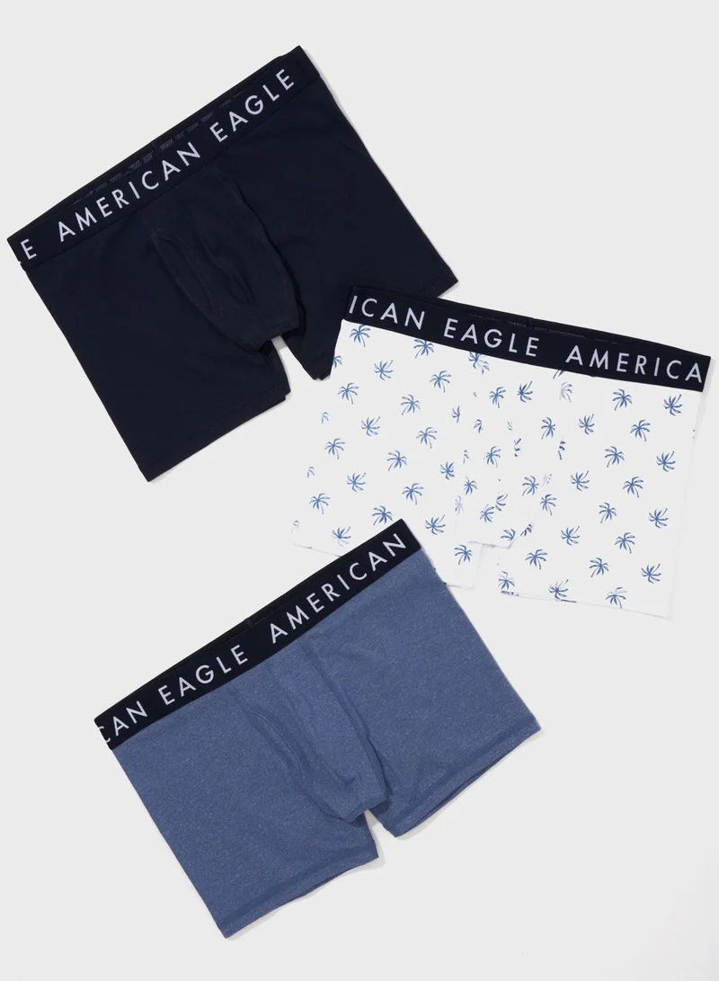 American Eagle 3 Pack Logo Band Trunks