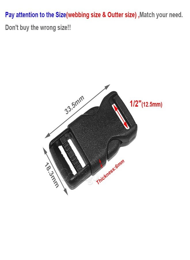 CooBigo 10pcs 1/2"(12.5mm) Side Release Buckles Plastic Black Quick Adjustable Buckle For Backpack Strap DIY Pets Collar Accessory - Image 2