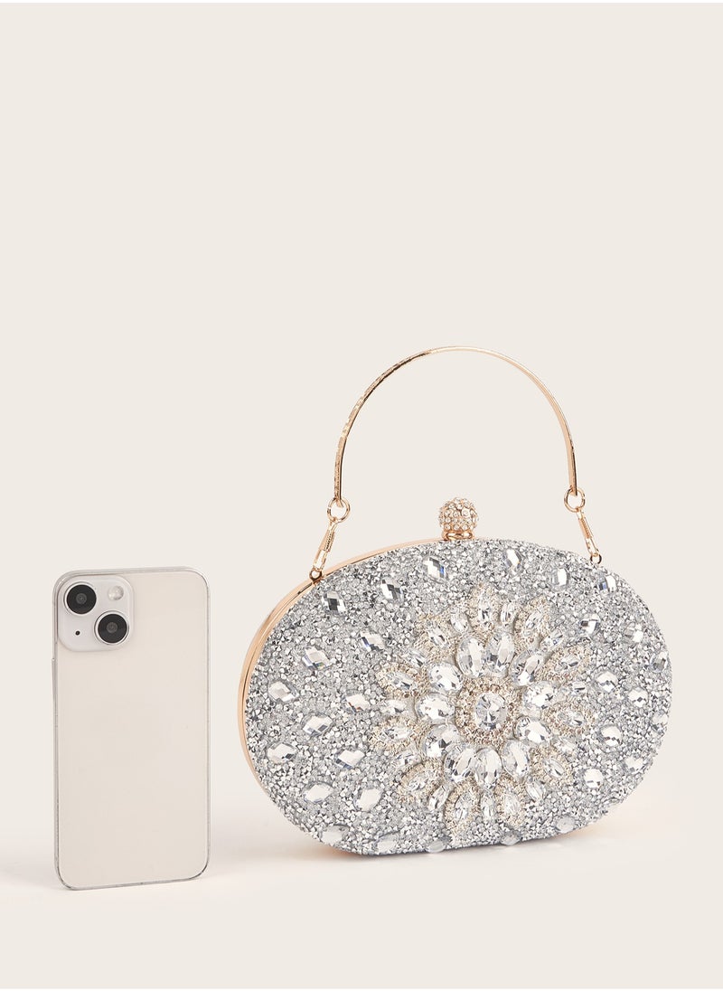 Generic - Glitter Handbag Glamorous Glitter Bling, Sequin, Luxury, Shiny Mini Rhinestone Decor Chain Box Bag Evening Bag, Dinner Bag Faux Pearl, Rhinestone, Flower, Crystal Decor For Party Girl, Woman, Bride Perfect For Party, Wedding, Prom, Dinner/Banquet, For Women - Image 1