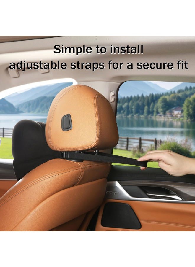 POKSRI car headrest Pillow Neck Head Rest for Driving seat,2 pcs Universal fit Support Vehicle Front Rear Cushion Seats,Breathable, Travel Lying Pillows (Black Color) - Image 2