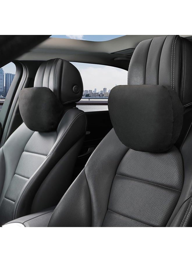 POKSRI car headrest Pillow Neck Head Rest for Driving seat,2 pcs Universal fit Support Vehicle Front Rear Cushion Seats,Breathable, Travel Lying Pillows (Black Color) - Image 1