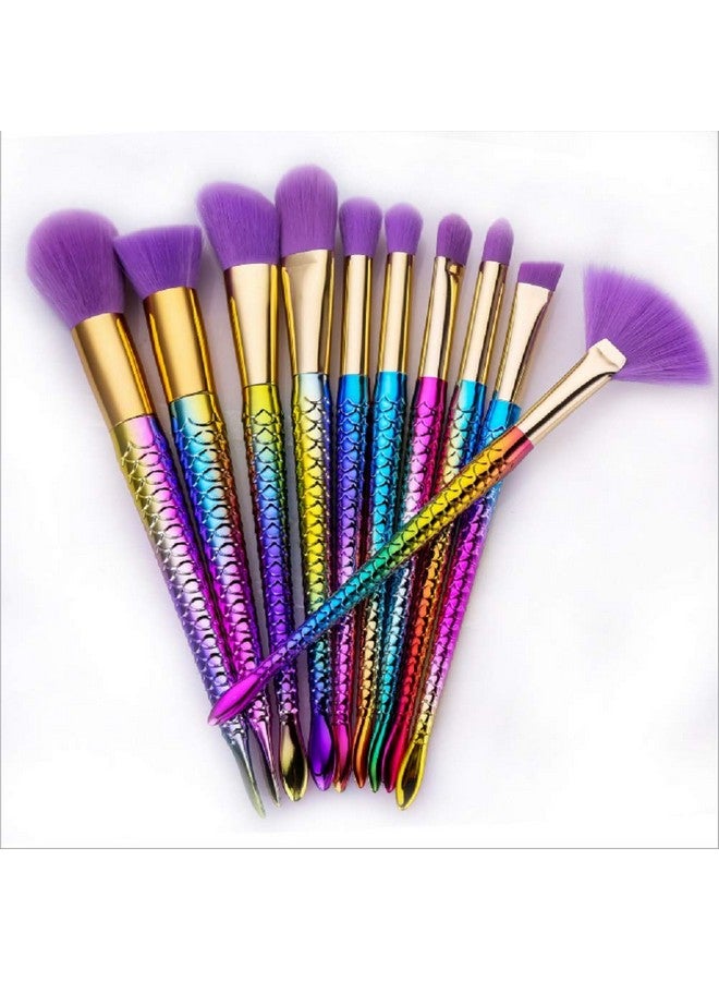 ستارت مايكرز مجموعة فرش مكياج ذات شعيرات صناعية أرجوانية 10 قطع - Image 1