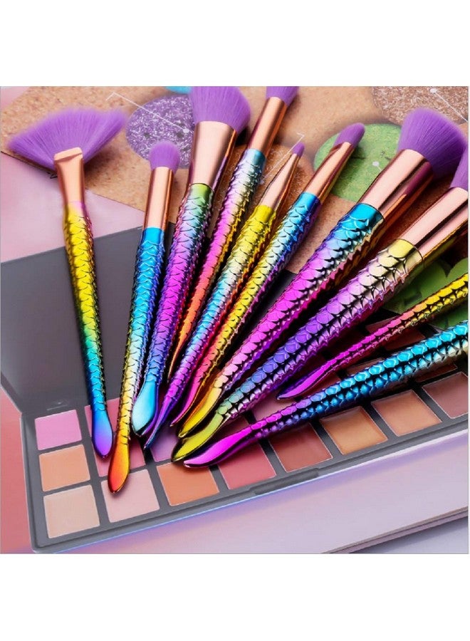 ستارت مايكرز مجموعة فرش مكياج ذات شعيرات صناعية أرجوانية 10 قطع - Image 3