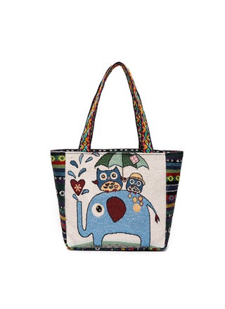 Ethnic Canvas Tote Bag Durable Double-Sided Yellow umbrella elephant [double-sided pattern]] - pzsku/Z439BCBA83F50CC19FB89Z/45/1746195805/6bdfa3ad-f759-4dd0-ae87-956771b85031