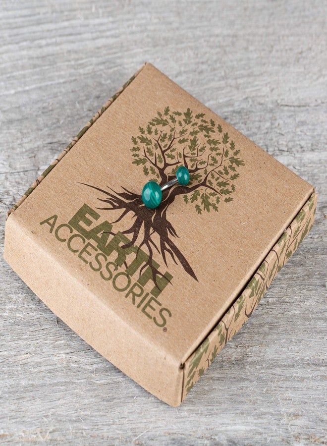 Earth Accessories Turquoise or Green Malachite Belly Button Ring Piercing for Women - Navel Belly Button Rings with Surgical Steel - Image 3