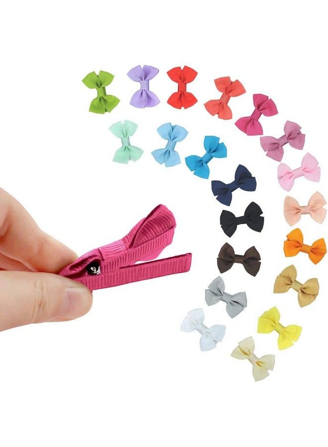 PALAY Mini Hair Bow Grosgrain Ribbon Hair Bows With Alligator Bow Clips For Baby Girls Toddlers Kids 20 Pieces Colors - Image 4