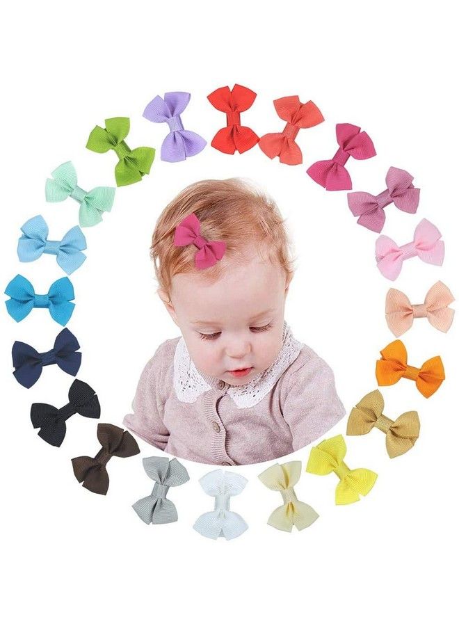 PALAY Mini Hair Bow Grosgrain Ribbon Hair Bows With Alligator Bow Clips For Baby Girls Toddlers Kids 20 Pieces Colors - Image 2