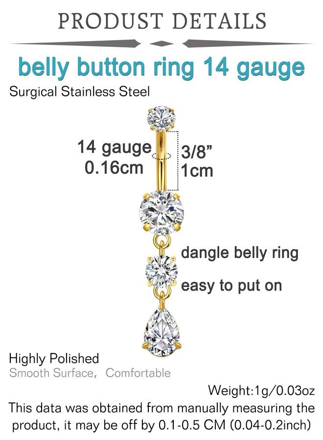 QWALIT حلقة سرة متدلية من كوالت، مصنوعة من الفولاذ الجراحي المضاد للحساسية، مطلية بالذهب، للنساء. مجوهرات ثقب السرة المتدلية، مرصعة بحجر أوبال متدلي، حلقات سرة عصرية رقيقة للنساء. - Image 2