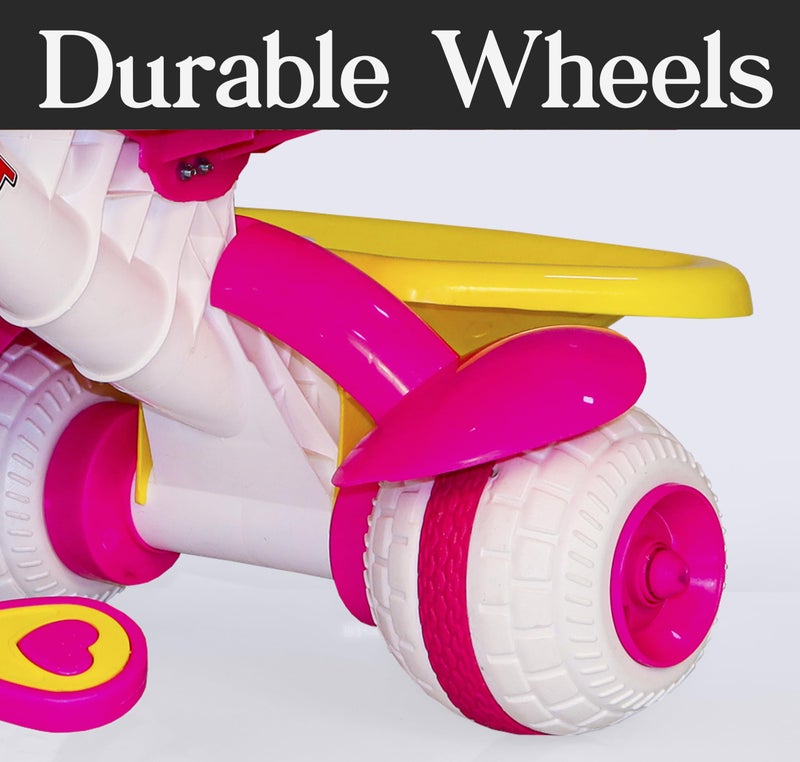 LACOSSI Tricycle Kids Play Trike 1-5 Ys - Sipper, Seat Belt, for Indoor and Outdoor - Trike for Boys and Girls Tricycle with Canopy | Safety Guard Rail and Parental Control (Bolt Pink) - Image 4