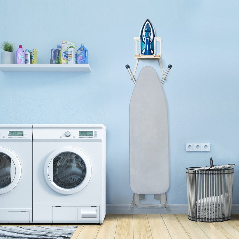 TJMOREE TJ.MOREE Over The Door/Wall Mount Ironing Board Hanger, Laundry Room Iron and Ironing Board Storage Holder, White - Image 3