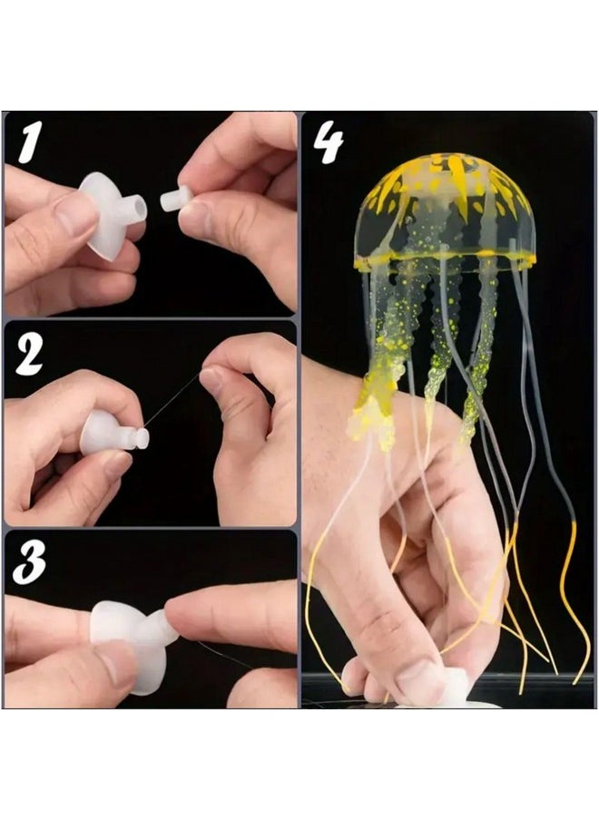 VAYINATO 1 Pcs Glowing Effects Random Color Fake Jellyfish Ornament Decoration For Aquarium Fish Tank (Medium Size) By Petzlifeworld  - Image 4