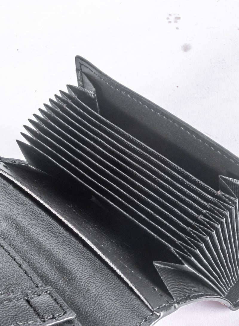 The Black Pearl Accessories Leather Card Holder with 11 Pockets Black - Image 3