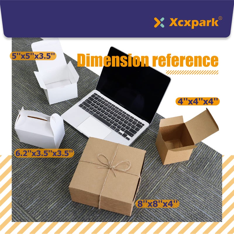 Xxcxpark 16 PCS Brown Kraft Gift Boxes 8x8x4 Inches, Decorative Party Favor Kraft Paper Gift Packaging Box with Lid for DIY Crafting, Cube, Cupcake, Kraft Present Boxes for Birthday, Wedding - Image 3
