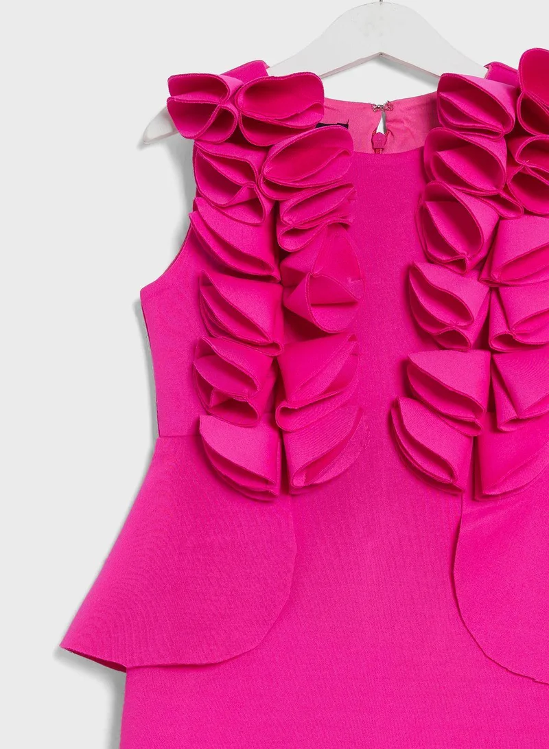 Little Golden Apple Ruffled Peplum Dress