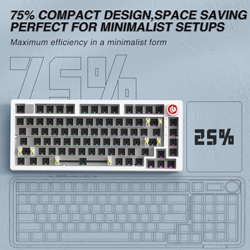 CORBOBO LEOBOG Hi75C Pro Wireless Mechanical Keyboard Kit – Aluminum Alloy Gasket Mount 75% Barebones DIY Base with Hot Swap, RGB Backlighting & Volume Knob – Enhanced Custom Gaming Keyboard Build, 4000mAh - Image 4