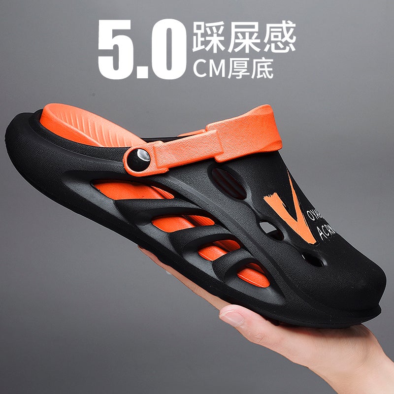 Hole Shoes Men'S Summer Outwear Sports Internet Celebrous Baotou Dual-Purpose Sandals Driving Slippers - Image 1