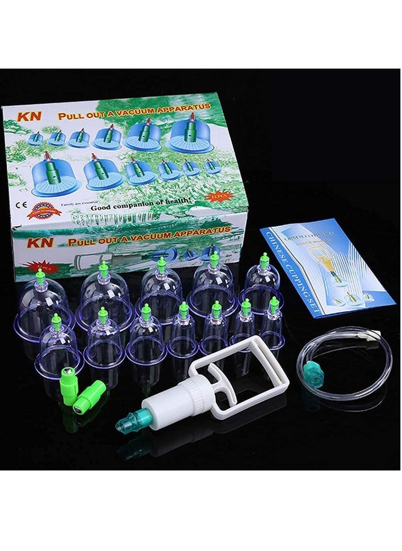 DubaiGallery Cupping Therapy Equipment Set with Pumping Handle 12 Cups Silicone Vacuum Suction Cupping Cups, Muscle, Nerve, Joint Pain Relief  - Image 1