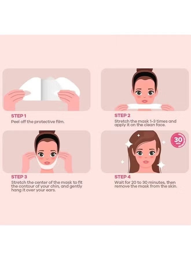 YURHERSU قناع الكولاجين الهيدروجيل المضاد للخط المضاد للحرف V من 3 قطع ، قناع رفع الوجه الأحمر على شكل حرف V ، شد الوجه ، تشكيل رفع الأذن الصغير على شكل حرف V ، قناع رفع الأذن - Image 5