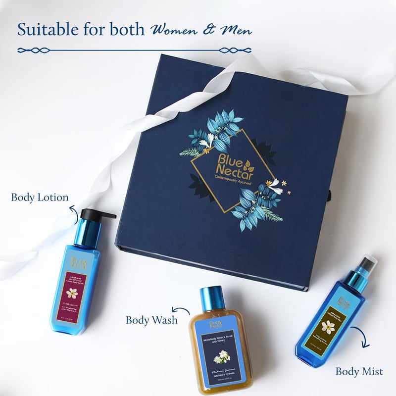 Blue Nectar Blue Nectar Beauty Gift Box for Women Men Premium Skincare Combo of Body Lotion Body Wash Body Mist for Men Women Perfect Gift for Birthday Anniversary Pack of 3 - Image 3