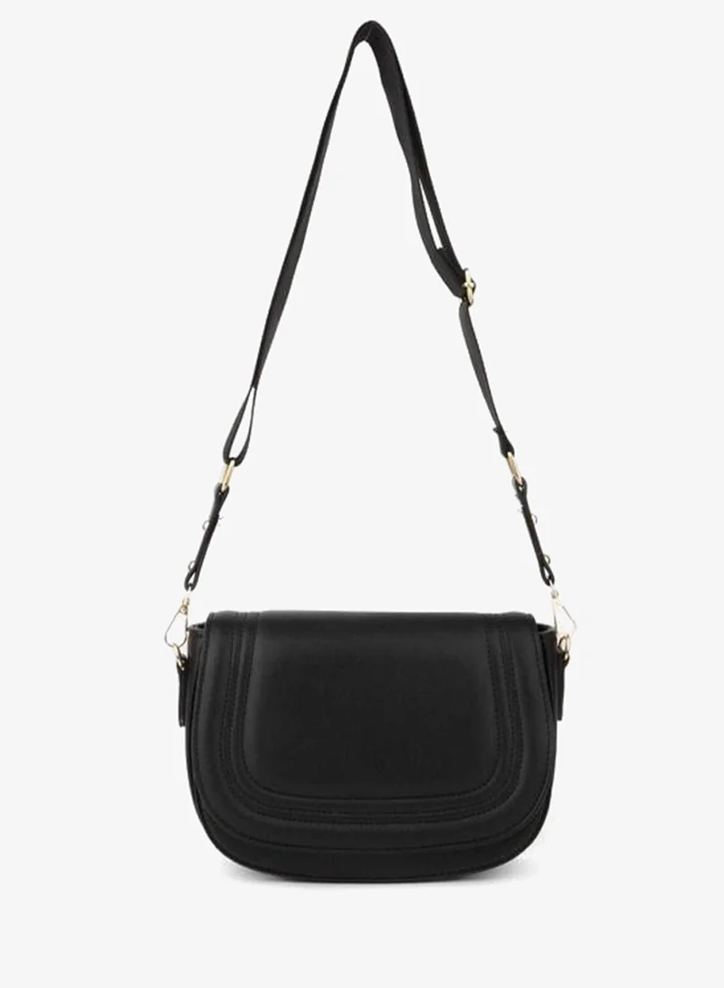 Vivaq Women's Spring Black 5-Compartment Lined Flap Snap Closure Hand, Arm and Shoulder Bag.