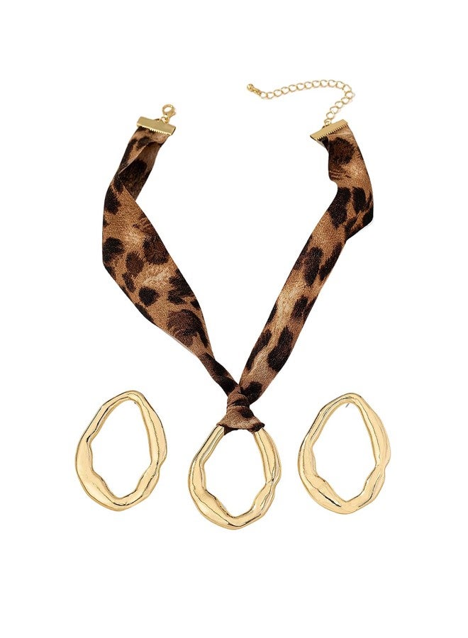 MakeMeChic Women's 3 Piece Jewelry Set Leopard Print Necklace Metal Dangle Earrings Jewelry Multicolor One-Size - Image 1