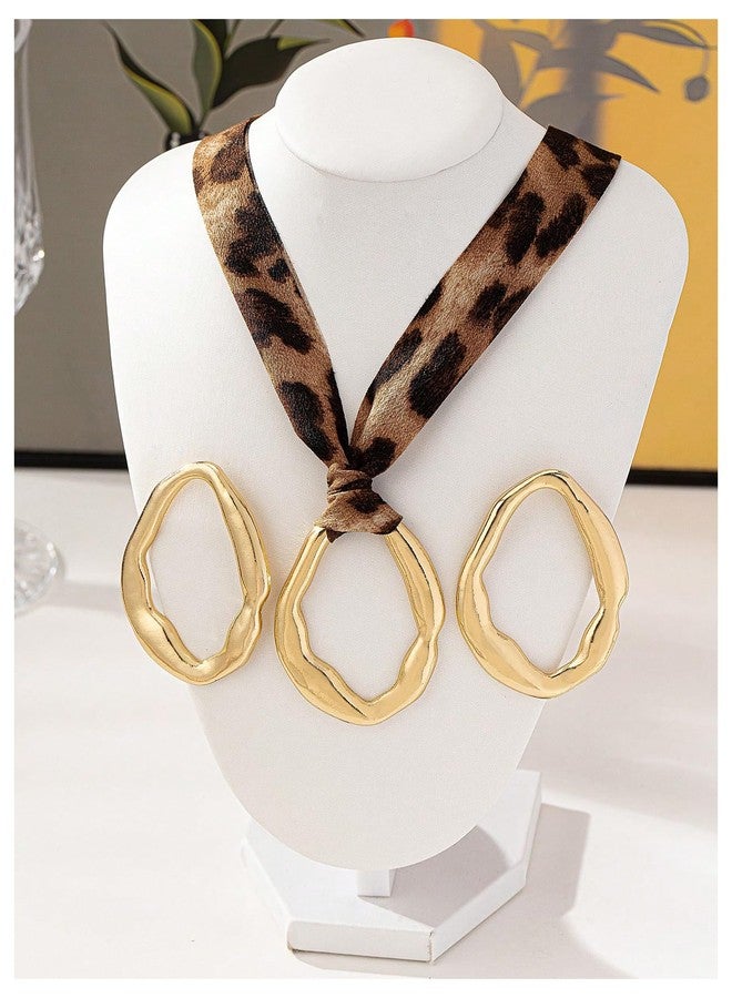 MakeMeChic Women's 3 Piece Jewelry Set Leopard Print Necklace Metal Dangle Earrings Jewelry Multicolor One-Size - Image 2