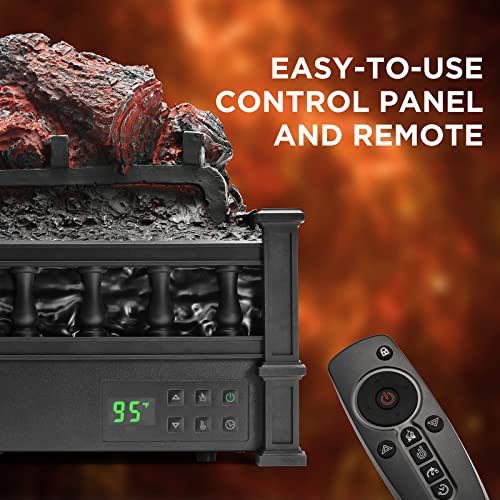 TURBRO Eternal Flame 26-Inch Infrared Quartz Electric Fireplace Log Heater, Realistic Pinewood Logs, Adjustable Flame Colors, Remote Control, Thermostat, Timer, EF26-PB, 1500W - Image 4