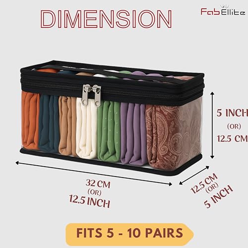 FAB ELLITE Undergarments Organizer for Women | Storage Bags for Clothes Large | Black PVC Storage Bags with Shelf Pockets | Wardrobe Organizer for Clothes, Dupattas & Socks | Pack of 2 - Image 2