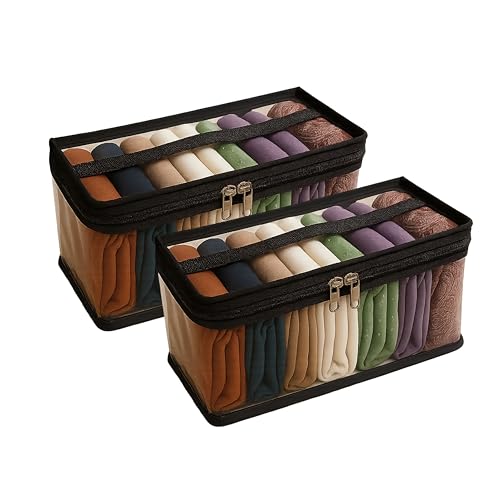 FAB ELLITE Undergarments Organizer for Women | Storage Bags for Clothes Large | Black PVC Storage Bags with Shelf Pockets | Wardrobe Organizer for Clothes, Dupattas & Socks | Pack of 2 - Image 1