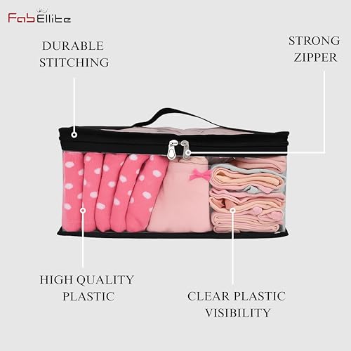 FAB ELLITE Undergarments Organizer for Women | Storage Bags for Clothes Large | Black PVC Storage Bags with Shelf Pockets | Wardrobe Organizer for Clothes, Dupattas & Socks | Pack of 2 - Image 3
