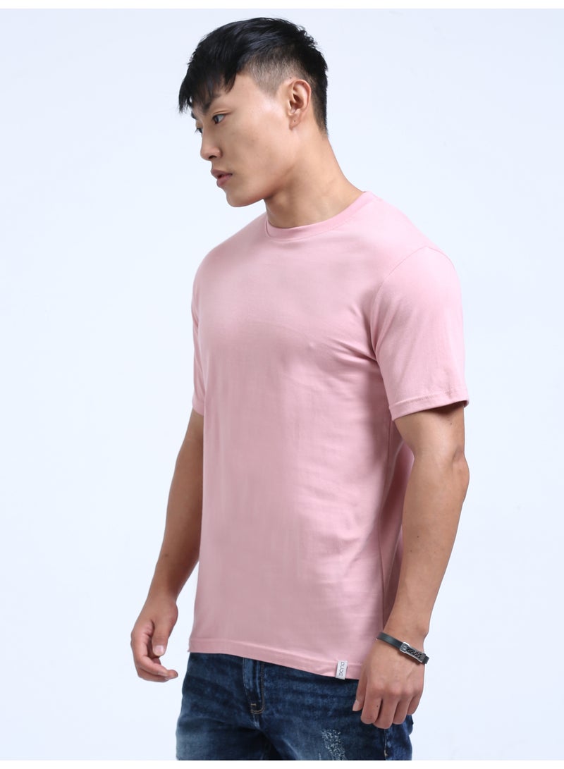 DUJE Men's Daily Wear T-Shirt | Pastel Red|100% Combed Cotton | Breathable Bio-Wash Fabric | Sweat-Absorbing, Anti-Bacterial & Odour-Free - Image 3